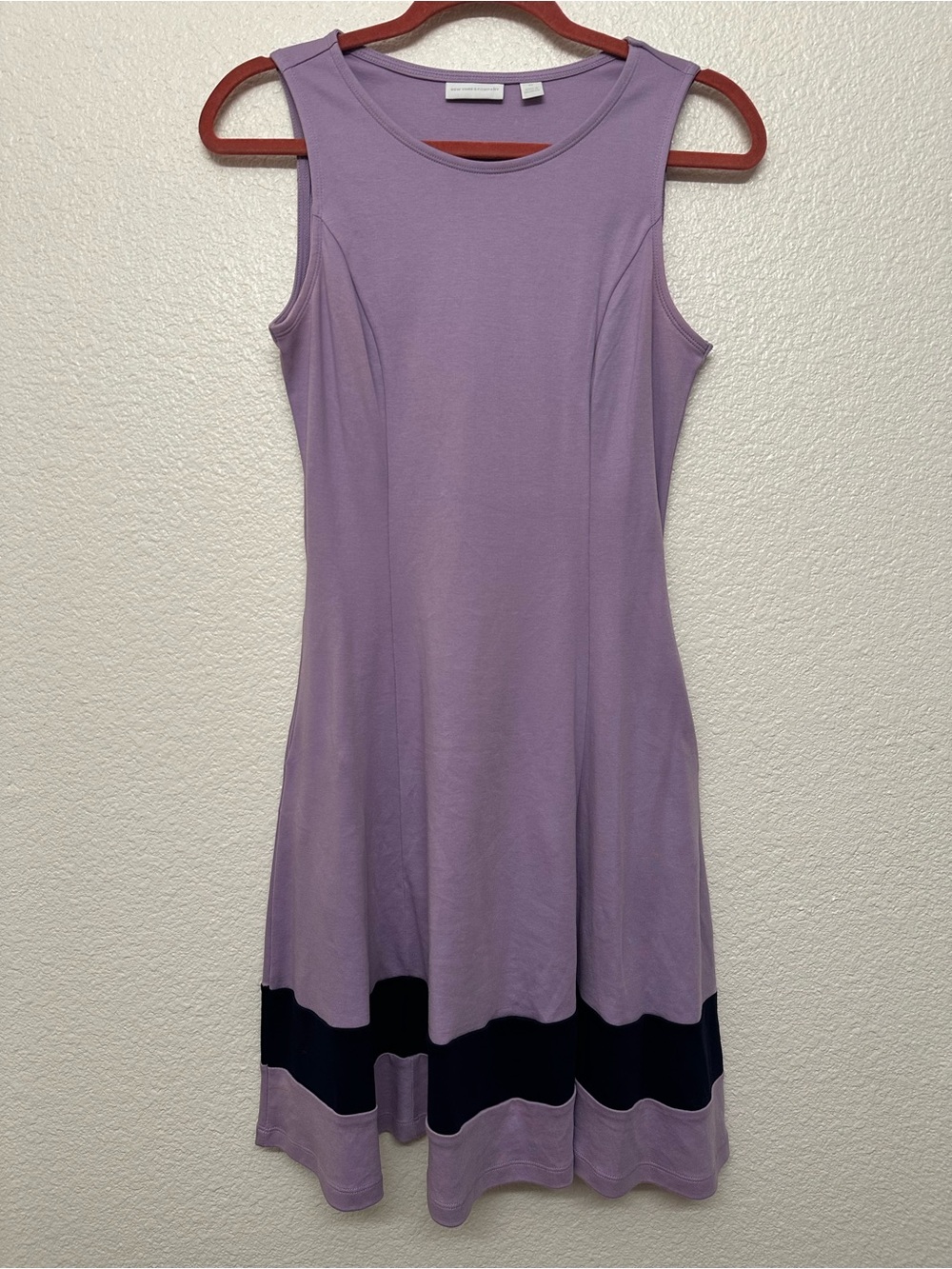 New York & Company Lavender Sleeveless Midi Dress with Black Hem